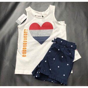 NWT Carter's Patriotic Glitter Set Baby Girls Size 18M